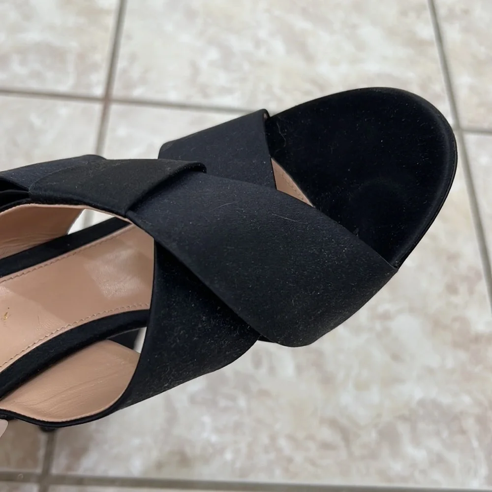 NEW Gianvitto Rossi BLACK Bow Mule Heeled Sandals